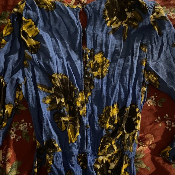 Free People Blue Romper with Flowers Size S - Picture 2 of 4